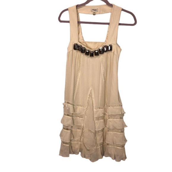 Temperley London Dresses & Skirts - Temperley London ivory silkn AS NEW bejeweled necklace ruffle tiered dress 4